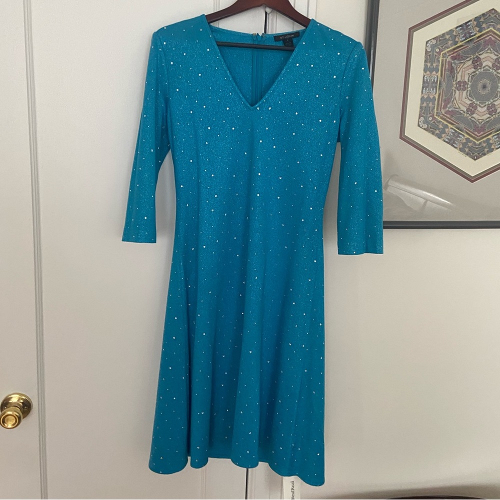St. John blue embellished dress 6